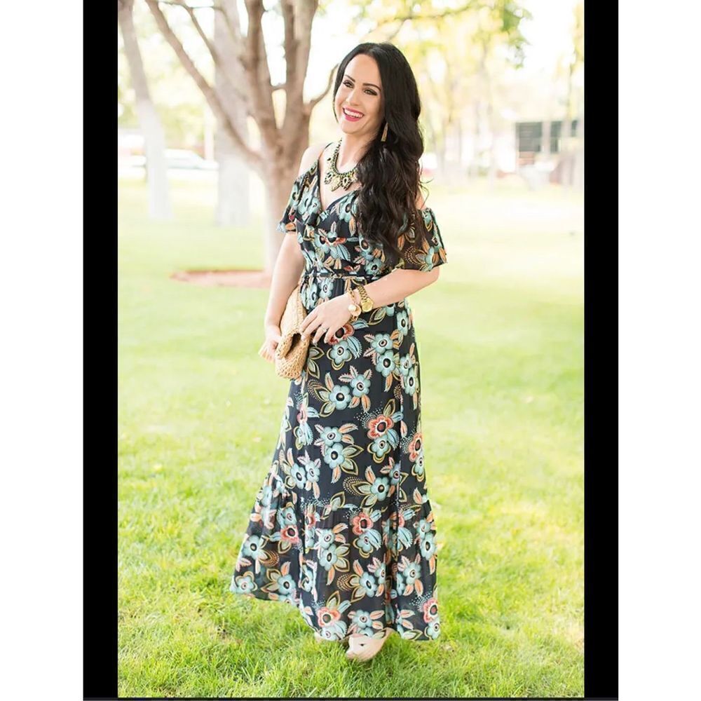 Loft  Floral cold shoulder maxi s
